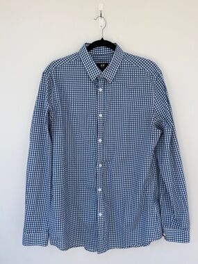 H&M Blue and White Gingham Button-Down Shirt